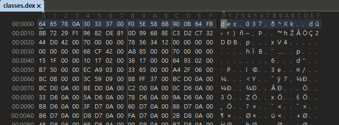 [그림 3] 정상적인 DEX 파일 내용
