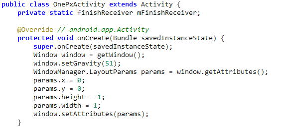 그림 6: 1픽셀 윈도우 코드