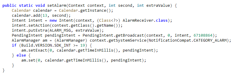 그림 8: 지정된 시간에 AlarmReceiver를 실행